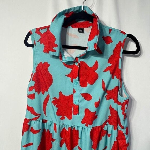 Woman’s ruffle hem sleeveless sundress. Teal/red. Size XL (12). New! - Picture 12 of 12